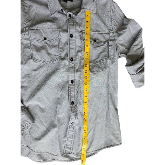 Eighty Eight Womens Button-Down Shirt Gray Striped Size S Cotton Blend - Picture 6 of 7